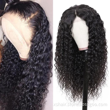 Top Quality Straight Water Wave Peruvian Hair Wig, Transparent Swiss Hd Lace Frontal Wig Human Hair Wigs